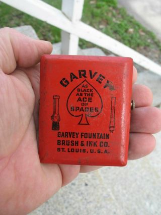 Vintage Garvey Fountain Brush Ink Co Advertising Clip Black As The Ace Of Spades