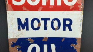 Vintage double sided SOHIO PORCELAIN MOTOR OIL SIGN PATINA gas station 3