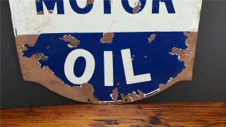 Vintage double sided SOHIO PORCELAIN MOTOR OIL SIGN PATINA gas station 4
