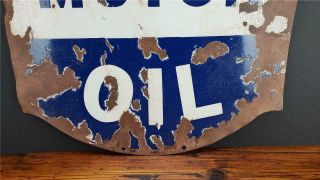 Vintage double sided SOHIO PORCELAIN MOTOR OIL SIGN PATINA gas station 8