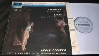 Klemperer Fischer Schumann Liszt Concertos Lp Columbia Sax 2485 Stereo Uk Ed1