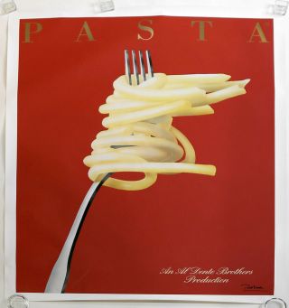 Rare Vintage Huge Razzia Pasta Poster Fine Art Deco French Hand Signed Affiche