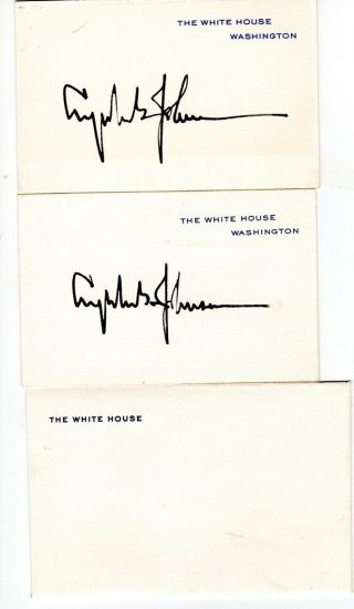 President Lyndon B.  Johnson,  Hand Signed In Ink,  White House Card