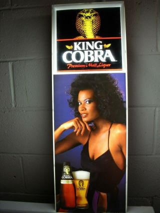 Rare Vintage King Cobra Premium Malt Liquor Lighted Sign Lady