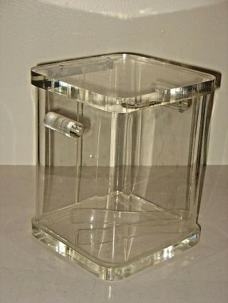 Large Vintage Mid Century Modern Acrylic Lucite Ice Bucket Art Deco Barware 1940