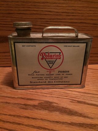 Polarine For Fords Standard Oil Co.  1/2 Gallon Oil Can Old