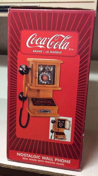 Coca - Cola Nostalgic Wall Phone Real Wood with Frosted Glass 8