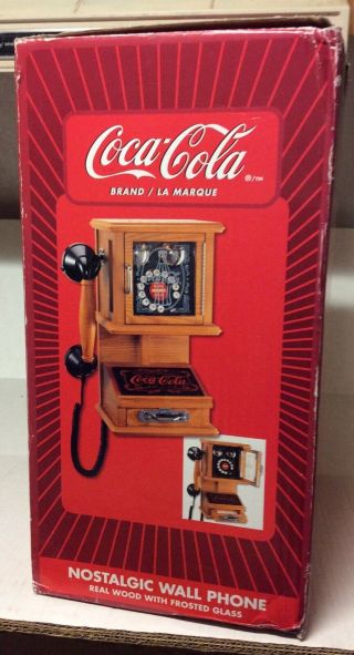 Coca - Cola Nostalgic Wall Phone Real Wood with Frosted Glass 9