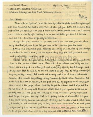 Robert Stroud " The Birdman Of Alcatraz " Signed 2 Page 1947 Letter From Alcatraz