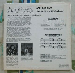 Drum Drops LP Vol 5 Hard Rock Breaks Beats 1980 Samples VG,  /VG 2
