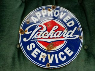 Approved Packard Service Porcelain Sign Car Dealer Gas Oil Garage American