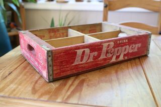 Vintage Dr.  Pepper Wooden Crate 4 6 Pack Slots Wichita KA 4