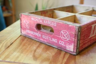 Vintage Dr.  Pepper Wooden Crate 4 6 Pack Slots Wichita KA 5