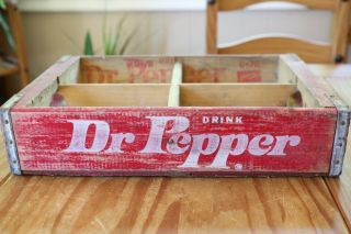 Vintage Dr.  Pepper Wooden Crate 4 6 Pack Slots Wichita KA 6