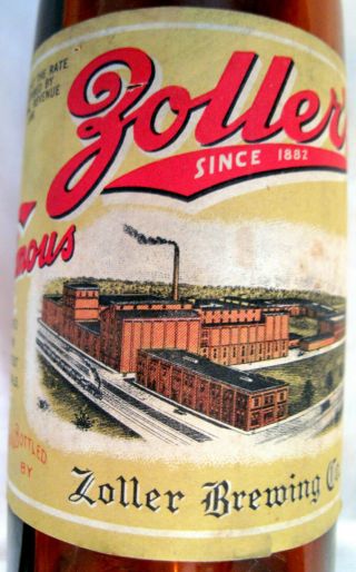 PAPER LABEL 12 oz.  Davenport Iowa Zoller ' s Beer Zoller Brewing Company 5