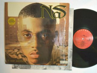 Rap Lp - Nas - It Was Written In Shrink W/ Hype Sticker 1996 Columbia Og Vg,