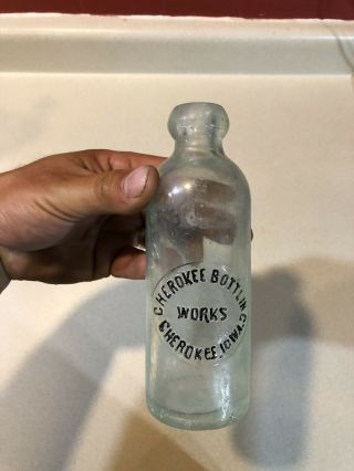 Unlisted? Cherokee Bottling Cherokee Iowa Ia Hutchinson Blob Hutch Bottle