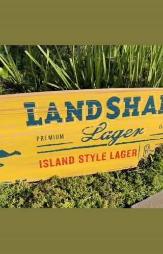 LandShark Lager Surfboard 6FT Beer Bar Man Cave Wood Mirror 3