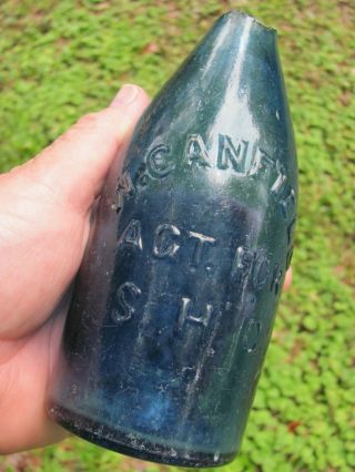 1855 W Canfield Agt S H C Richmond Va.  Cobalt Blue Iron Pontil Soda Bottle
