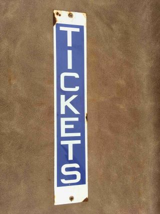 Old Porcelain Tickets Vertical Entrance Booth Sign Zoo Carnival Races Etc.
