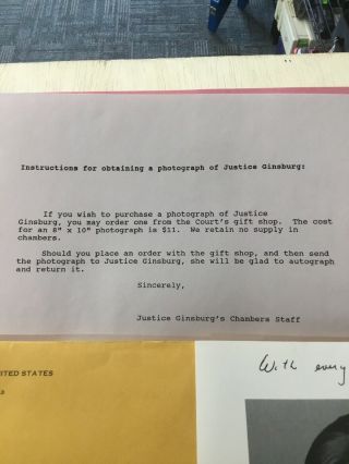 Autograph Justice Ruth Bader Ginsburg Photo 3