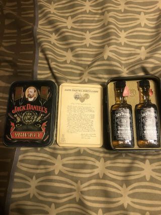 Vintage Jack Daniels Old No 7 Whiskey Collectors Tin & Mini Bottles