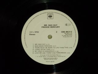 QUEEN / FREDDIE MERCURY Mr Bad Guy - RARE 1985 UK WHITE LABEL PROMO VINYL LP 4