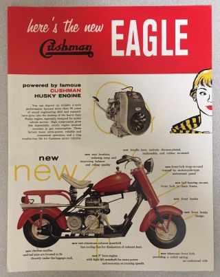 Vintage Cushman Eagle Scooter Road King Pacemaker Highlander Reproduced Brochure