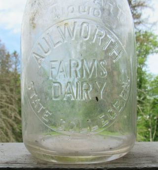 Quart Milk Bottle Alworth Farms Dairy State College Pa - Psu Penn State