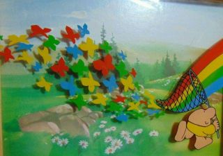 Ziggy " Spring Rainbow And Butterflies " 3 D /dimensional Framed Glass Art Nib