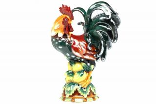 8865 Decorative Rooster Standing On Fruit Ceramic Statue Figurine