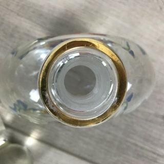RARE Porsgrund Farmer ' s Rose Pattern Glass Decanter Bottle with Stopper 7.  5 