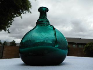 Green Persian Saddle Flask Type Iii Likely Shiraz Persia 1725 - 1800’s Bottle