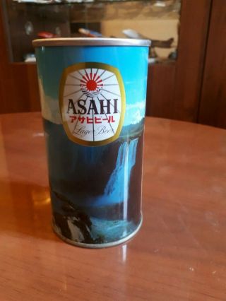 Asahi Steel Beer Can From Japan.  Waterfall.