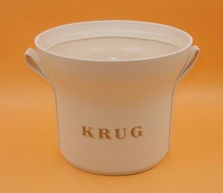 Krug White Leather Exterior Champagne Ice Bucket 2 Handle