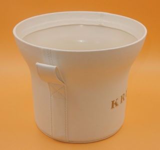 KRUG WHITE LEATHER EXTERIOR CHAMPAGNE ICE BUCKET 2 HANDLE 2