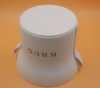 KRUG WHITE LEATHER EXTERIOR CHAMPAGNE ICE BUCKET 2 HANDLE 5
