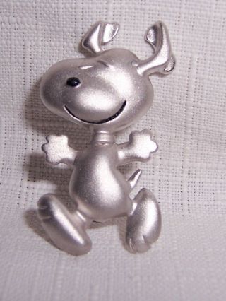 Snoopy Happy Dancing Brooch Pin Sterling Silver Peanuts Collectible