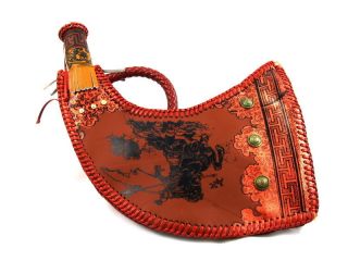 Mongolian Vintage Leather Wine Water Bag bota Handmade Brown RARE 6