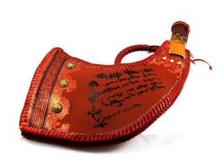 Mongolian Vintage Leather Wine Water Bag bota Handmade Brown RARE 7