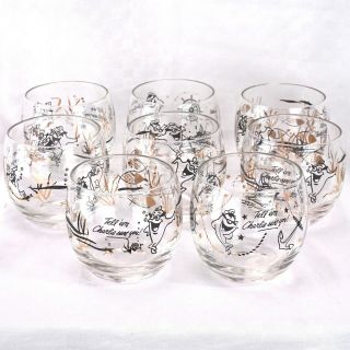 Vintage Charlie The Tuna Rolypoly Roly Poly Glasses Glass Set Of Eight