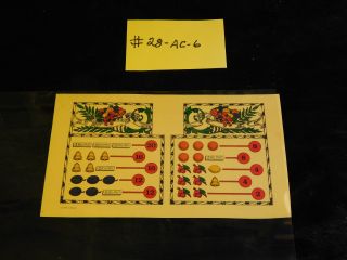Mills Award Card For An Early Antique Slot Machine 28 - Ac - 6