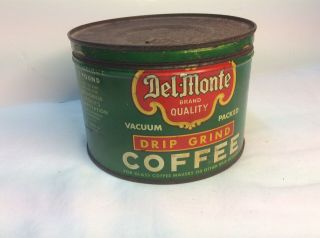 Vintage Del Monte Coffee Tin Can Keywind Drip Grind 1 Pound General Store 1