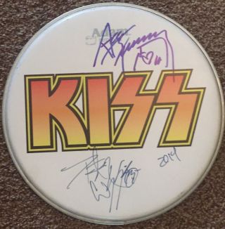 Ace Frehley Signed Peter Criss Autographed Kiss Logo Limited Edition Drum Head