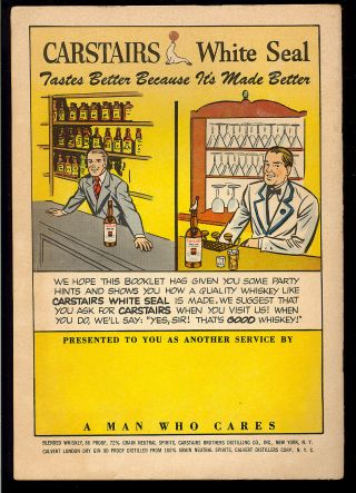 Carstairs Guide to Better Parties & Drinks nn Not in Guide Comic 1950’s VG, 2