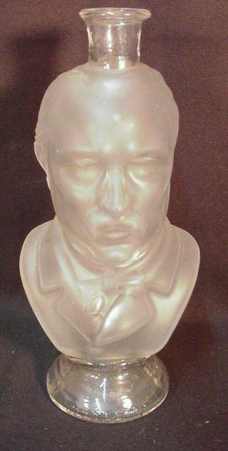 President Grover Cleveland Frosted Bust Bottle Pontil 9 3/4 " Tall Cond