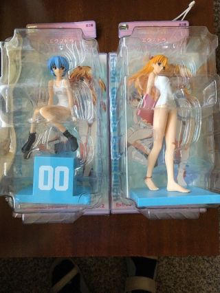 Neon Genesis Evangelion Asuka & Rei Figures School Swimming Japan Anime Nib Set