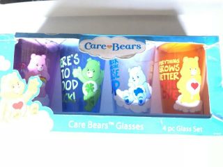 4 Care Bear Glasses Cheer Grumpy Funshine Tenderheart 16 Oz
