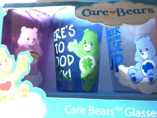 4 Care Bear Glasses Cheer Grumpy Funshine Tenderheart 16 Oz 3
