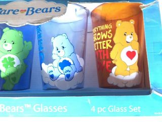 4 Care Bear Glasses Cheer Grumpy Funshine Tenderheart 16 Oz 4